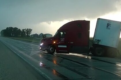 Jackknifed Semi-Truck