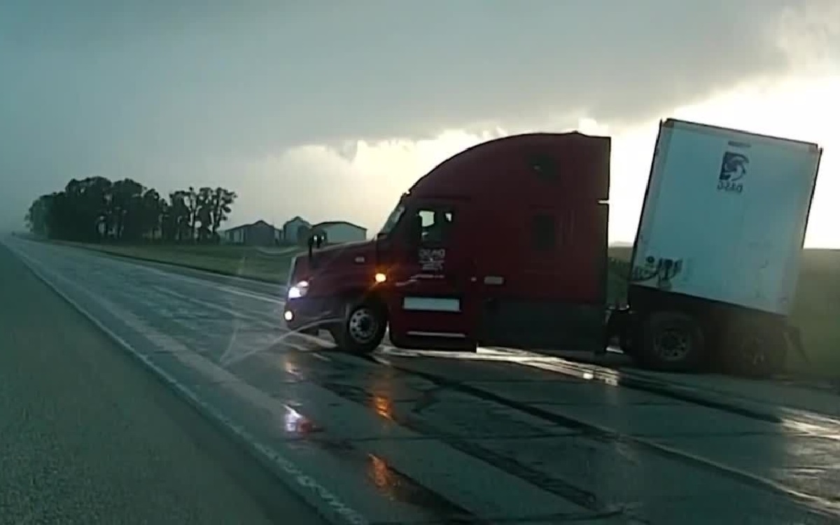 Jackknifed Semi-Truck